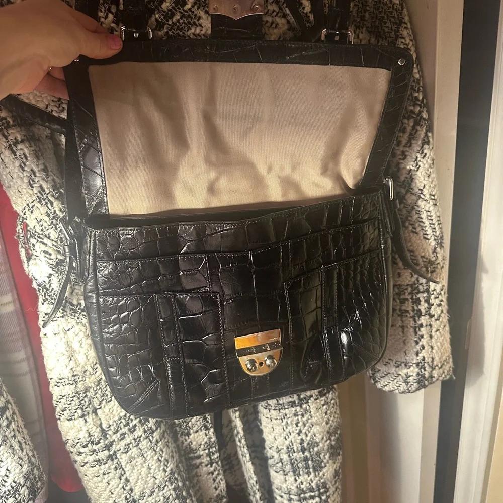 Classic Ralph Lauren crossbody leather bag w/croc-embossed detailing - Picture 6 of 13